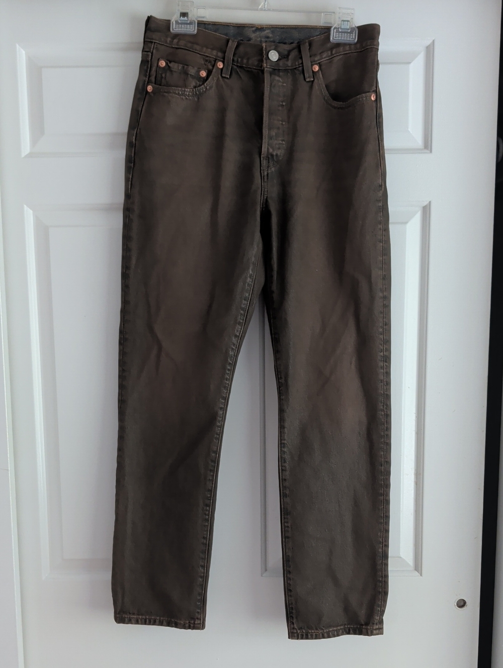 Levis Premium 501 Resin Brown Straight-Leg Jeans